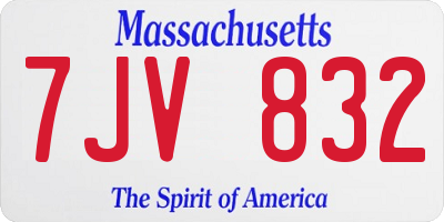 MA license plate 7JV832