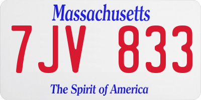 MA license plate 7JV833