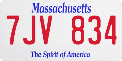 MA license plate 7JV834