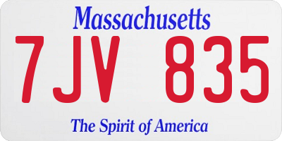 MA license plate 7JV835