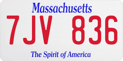 MA license plate 7JV836