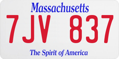 MA license plate 7JV837