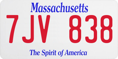 MA license plate 7JV838