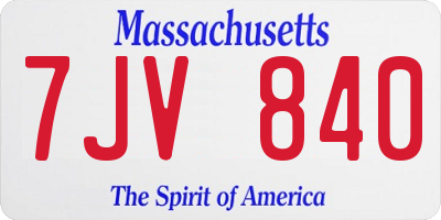 MA license plate 7JV840