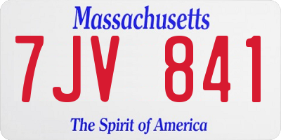 MA license plate 7JV841