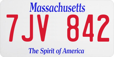 MA license plate 7JV842