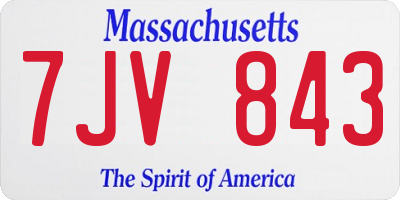 MA license plate 7JV843