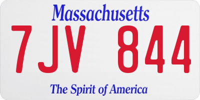 MA license plate 7JV844