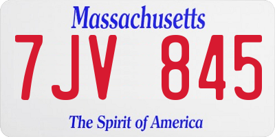 MA license plate 7JV845