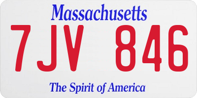 MA license plate 7JV846