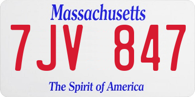 MA license plate 7JV847