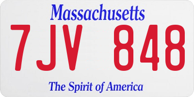 MA license plate 7JV848