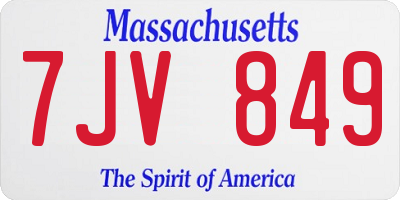 MA license plate 7JV849