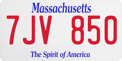 MA license plate 7JV850