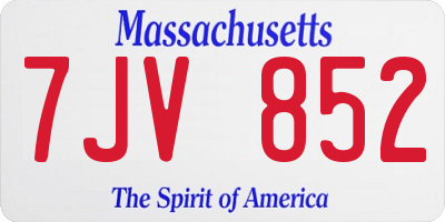 MA license plate 7JV852
