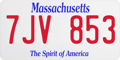 MA license plate 7JV853