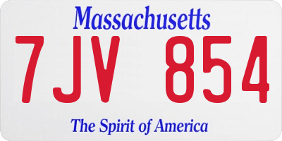 MA license plate 7JV854