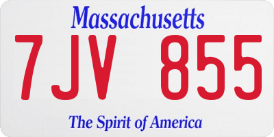 MA license plate 7JV855