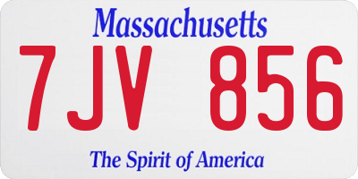 MA license plate 7JV856