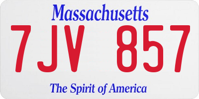 MA license plate 7JV857