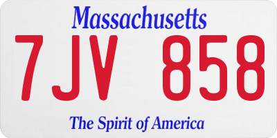 MA license plate 7JV858