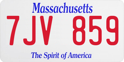 MA license plate 7JV859