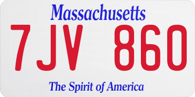 MA license plate 7JV860