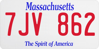 MA license plate 7JV862