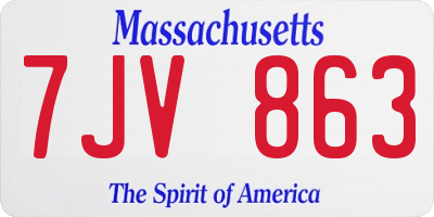 MA license plate 7JV863