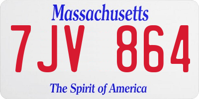 MA license plate 7JV864
