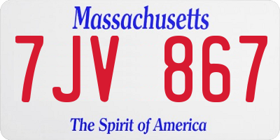 MA license plate 7JV867