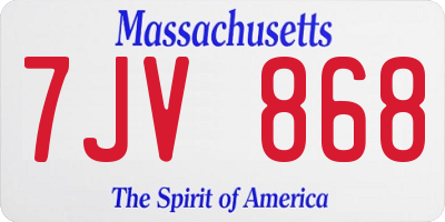 MA license plate 7JV868