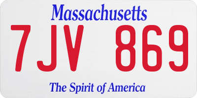 MA license plate 7JV869