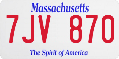 MA license plate 7JV870