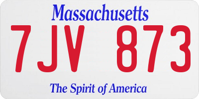 MA license plate 7JV873