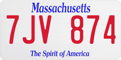 MA license plate 7JV874