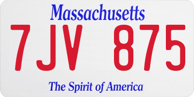 MA license plate 7JV875