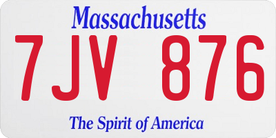 MA license plate 7JV876