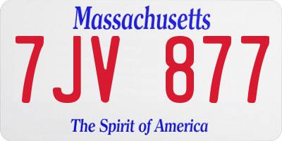 MA license plate 7JV877