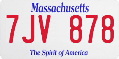 MA license plate 7JV878