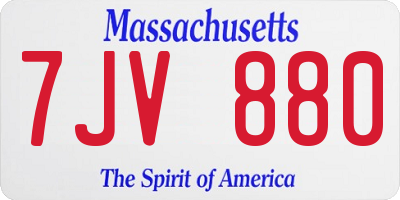 MA license plate 7JV880