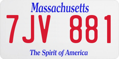 MA license plate 7JV881