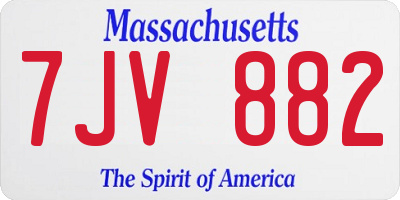 MA license plate 7JV882