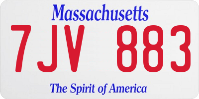 MA license plate 7JV883