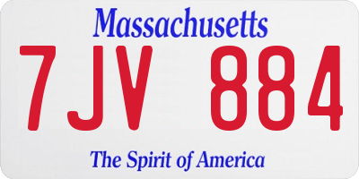 MA license plate 7JV884