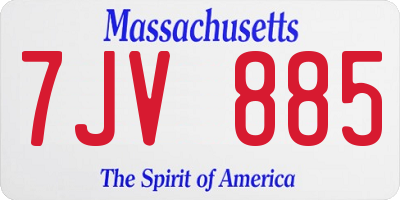 MA license plate 7JV885