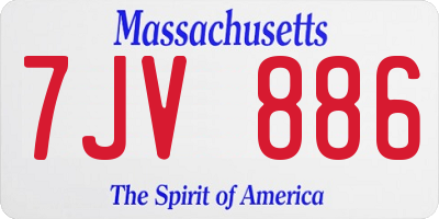 MA license plate 7JV886