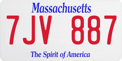 MA license plate 7JV887