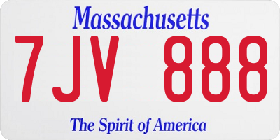 MA license plate 7JV888