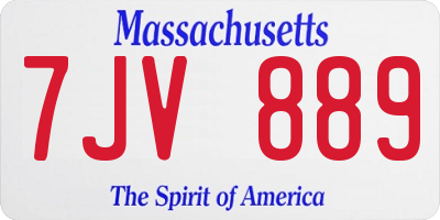 MA license plate 7JV889
